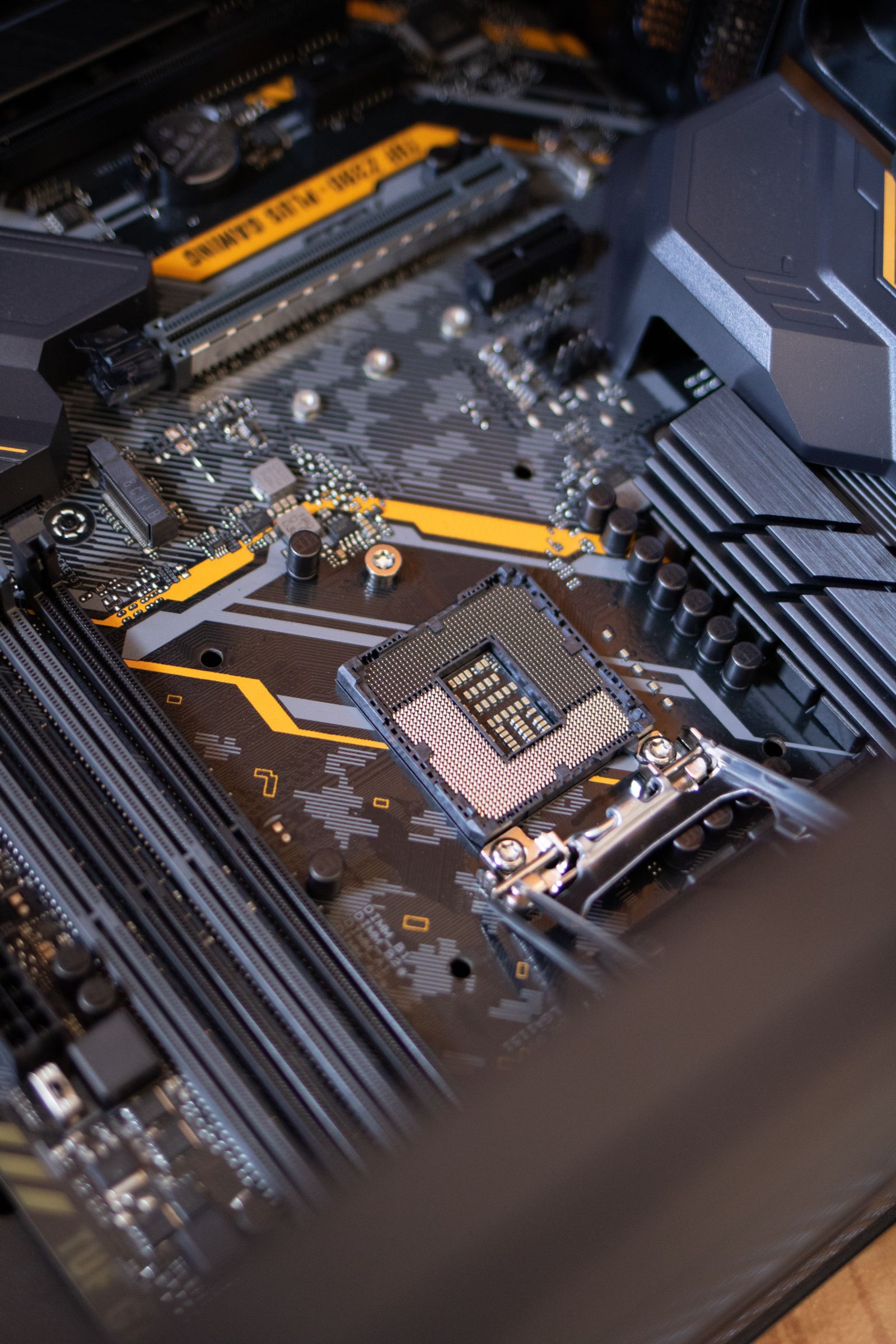 A motherboard with an empty processor socket